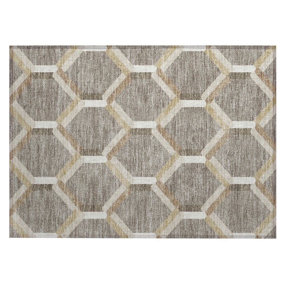Machine Washable Indoor/Outdoor Chantille ACN2343 Brown 1'8" x 2'6" Rug. Picture 1