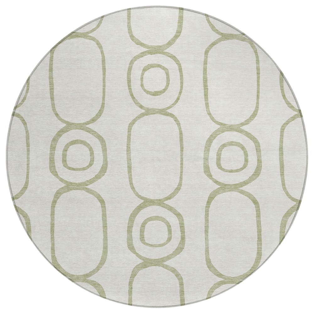 Machine Washable Indoor/Outdoor Chantille ACN2344 Green 8' x 8' Round Rug. Picture 1