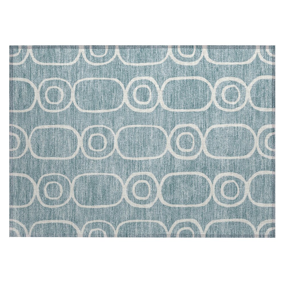 Machine Washable Indoor/Outdoor Chantille ACN2344 Teal 1'8" x 2'6" Rug. Picture 1