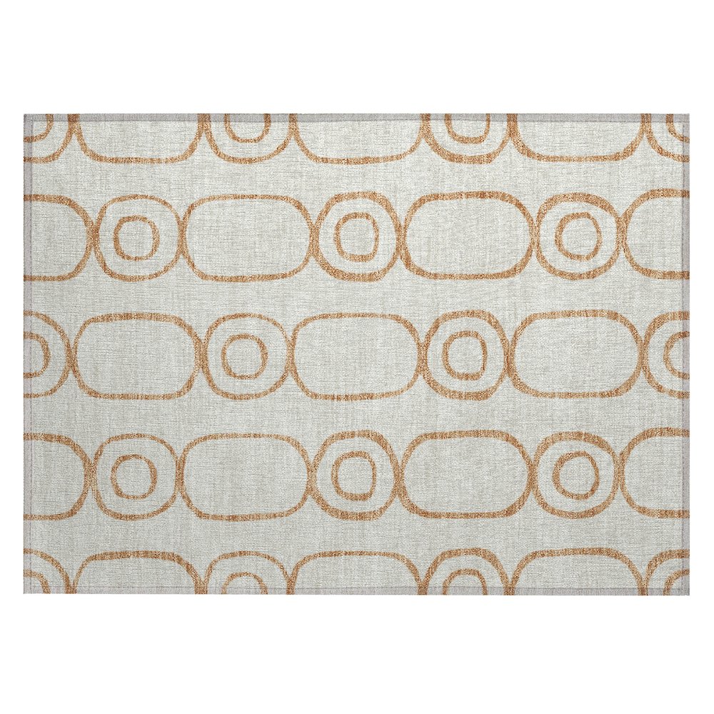 Machine Washable Indoor/Outdoor Chantille ACN2344 Orange 1'8" x 2'6" Rug. Picture 1