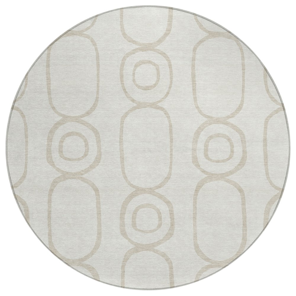 Machine Washable Indoor/Outdoor Chantille ACN2344 Ivory 8' x 8' Round Rug. Picture 1