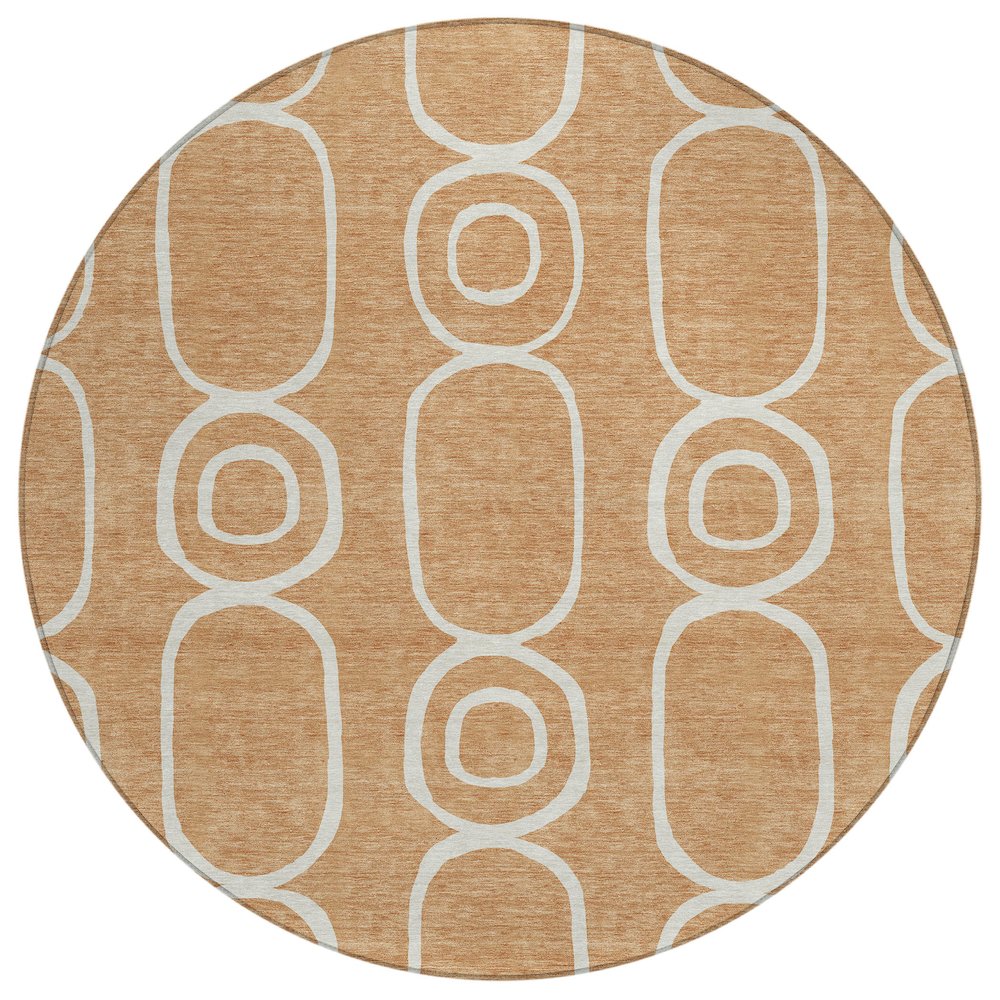 Machine Washable Indoor/Outdoor Chantille ACN2344 Orange 8' x 8' Round Rug. Picture 1