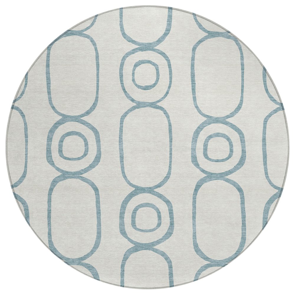 Machine Washable Indoor/Outdoor Chantille ACN2344 Teal 8' x 8' Round Rug. Picture 1