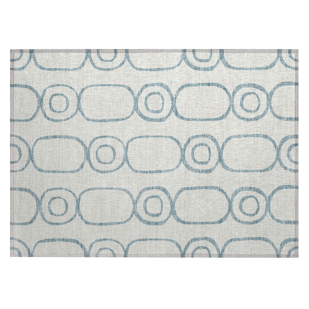 Machine Washable Indoor/Outdoor Chantille ACN2344 Teal 1'8" x 2'6" Rug. Picture 1