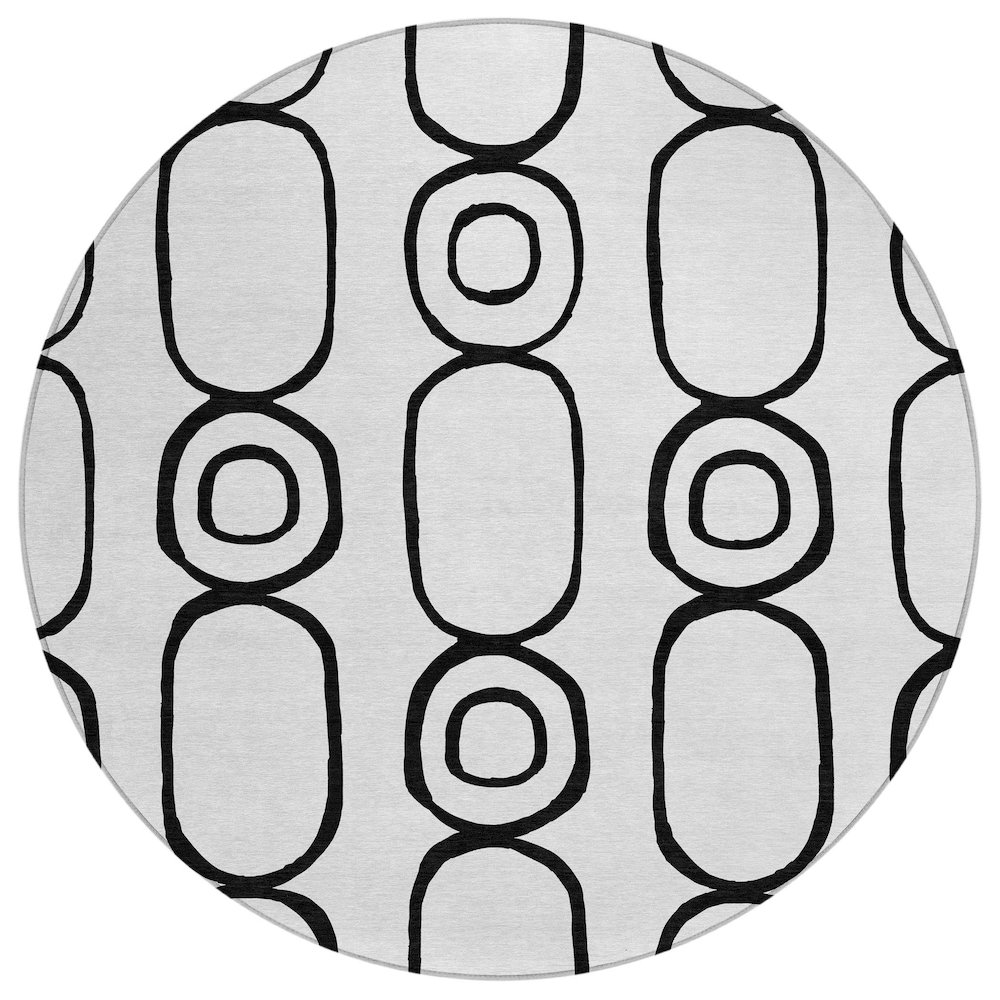 Machine Washable Indoor/Outdoor Chantille ACN2344 Ivory 8' x 8' Round Rug. Picture 1