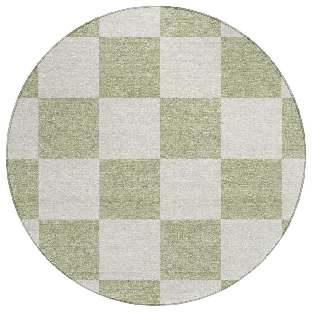 Machine Washable Indoor/Outdoor Chantille ACN2345 Green 8' x 8' Round Rug. Picture 1