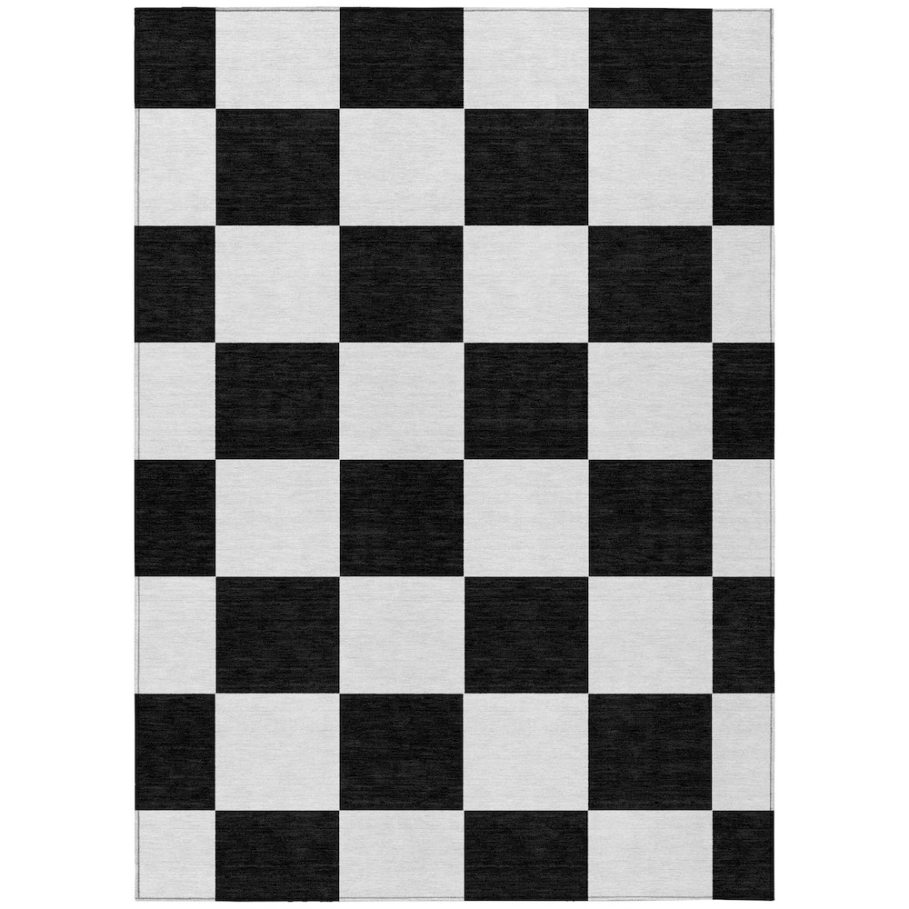 Machine Washable Indoor/Outdoor Chantille ACN2345 Black 2'6" x 3'10" Rug. Picture 1