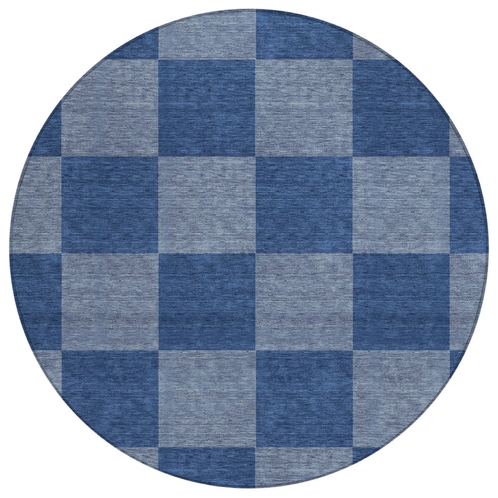 Machine Washable Indoor/Outdoor Chantille ACN2345 Blue 8' x 8' Round Rug. Picture 1