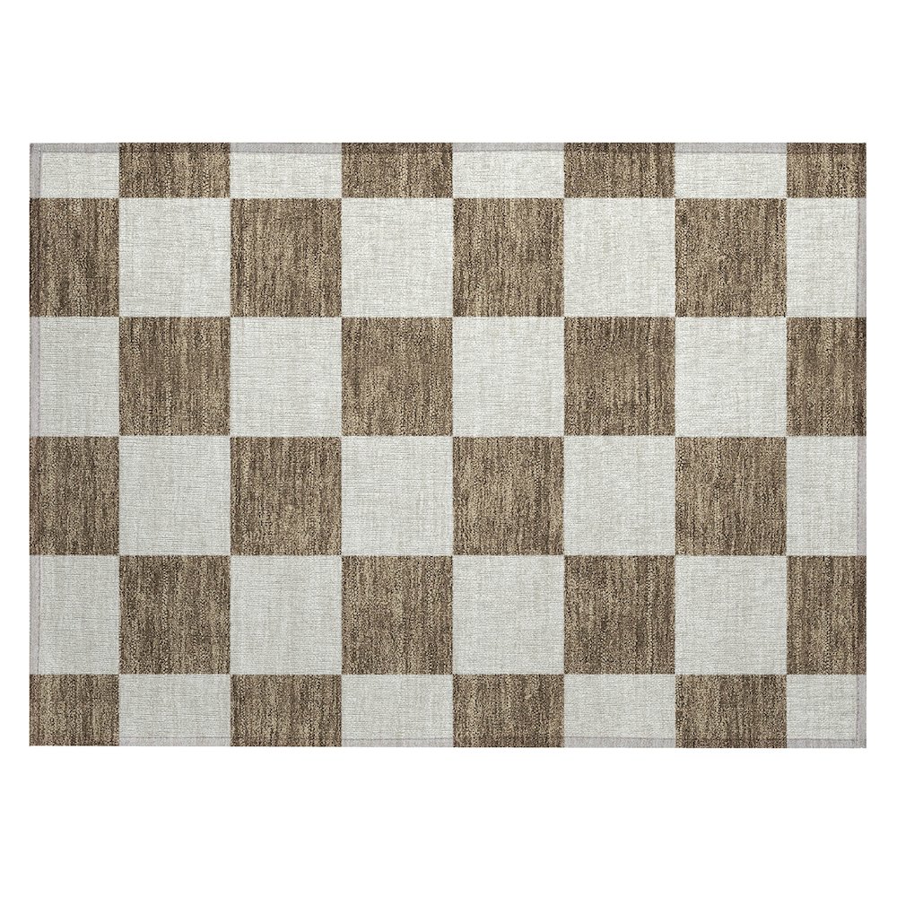 Machine Washable Indoor/Outdoor Chantille ACN2345 Brown 1'8" x 2'6" Rug. Picture 1
