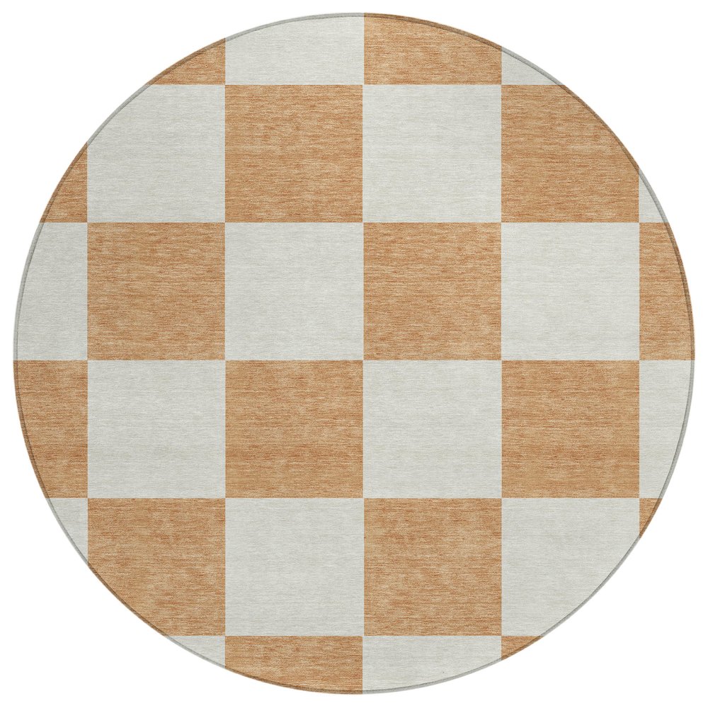 Machine Washable Indoor/Outdoor Chantille ACN2345 Orange 8' x 8' Round Rug. Picture 1