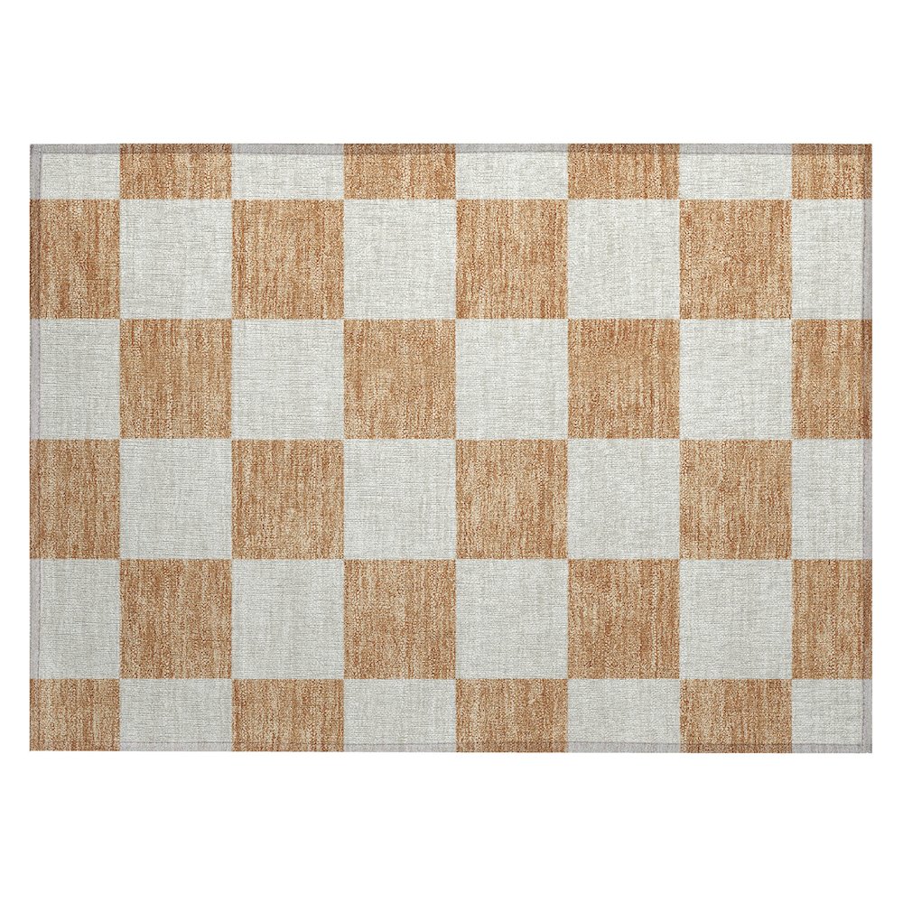 Machine Washable Indoor/Outdoor Chantille ACN2345 Orange 1'8" x 2'6" Rug. Picture 1