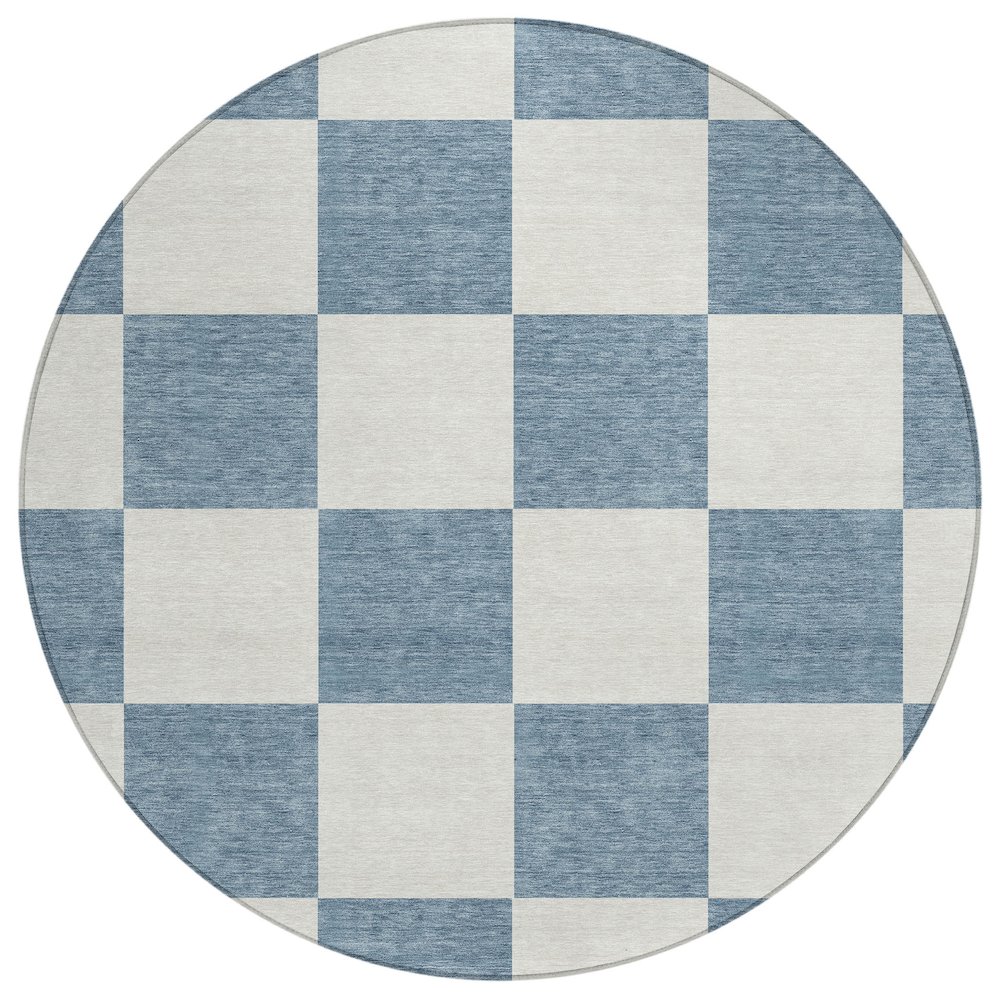 Machine Washable Indoor/Outdoor Chantille ACN2345 Blue 8' x 8' Round Rug. Picture 1