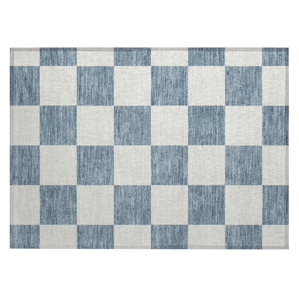Machine Washable Indoor/Outdoor Chantille ACN2345 Blue 1'8" x 2'6" Rug. Picture 1