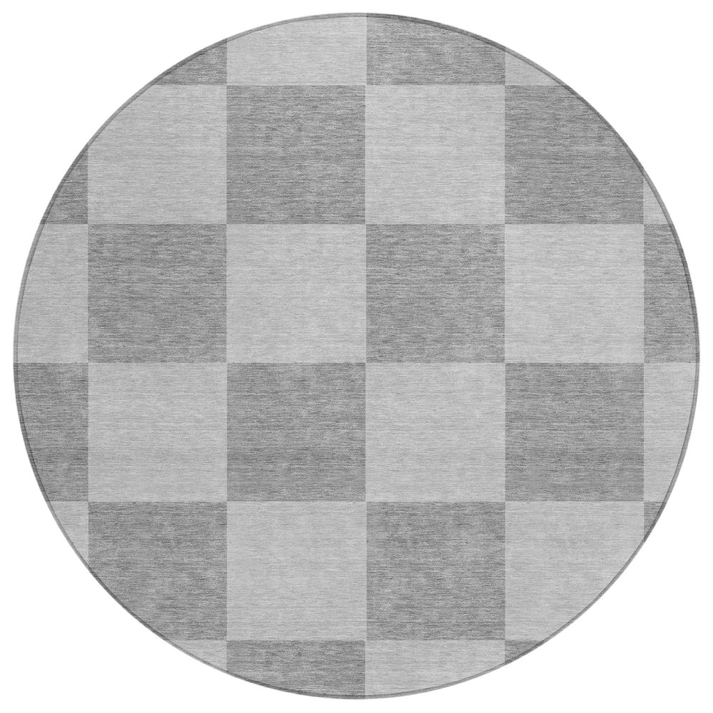 Machine Washable Indoor/Outdoor Chantille ACN2345 Gray 8' x 8' Round Rug. Picture 1