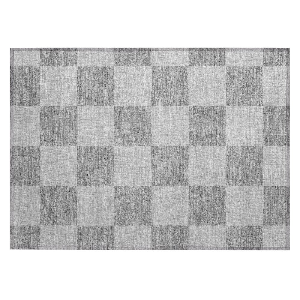 Machine Washable Indoor/Outdoor Chantille ACN2345 Gray 1'8" x 2'6" Rug. Picture 1