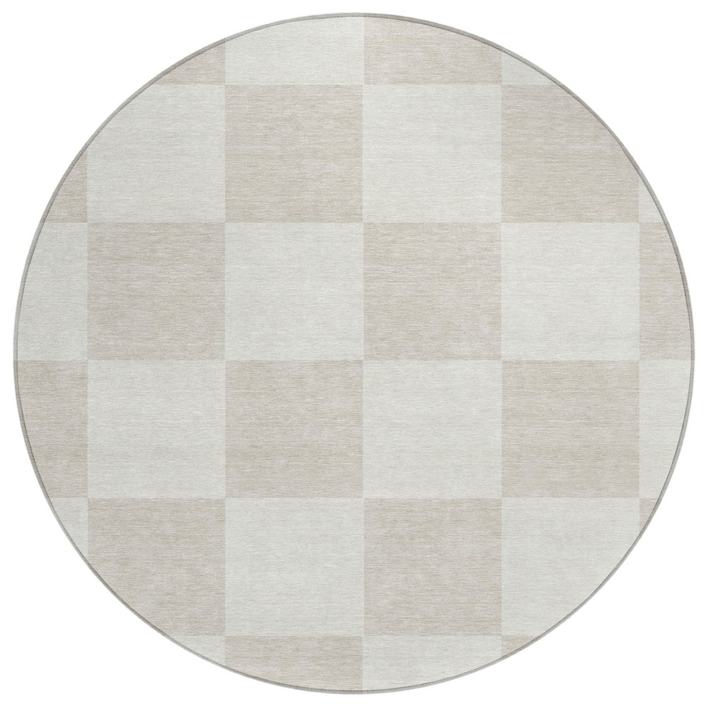 Machine Washable Indoor/Outdoor Chantille ACN2345 Ivory 8' x 8' Round Rug. Picture 1