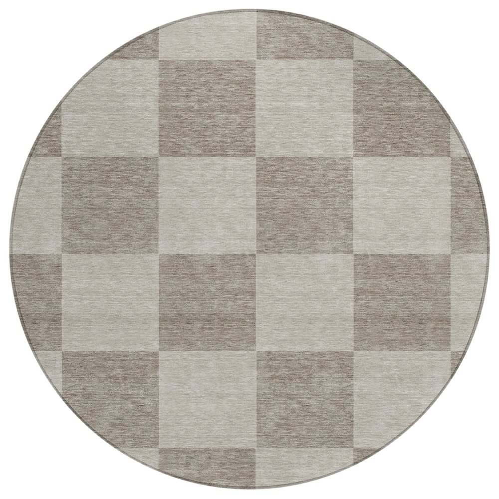 Machine Washable Indoor/Outdoor Chantille ACN2345 Brown 8' x 8' Round Rug. Picture 1