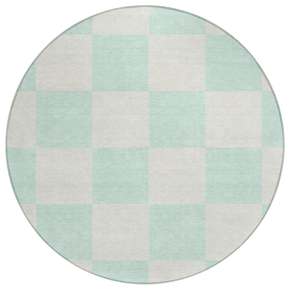 Machine Washable Indoor/Outdoor Chantille ACN2345 Green 8' x 8' Round Rug. Picture 1