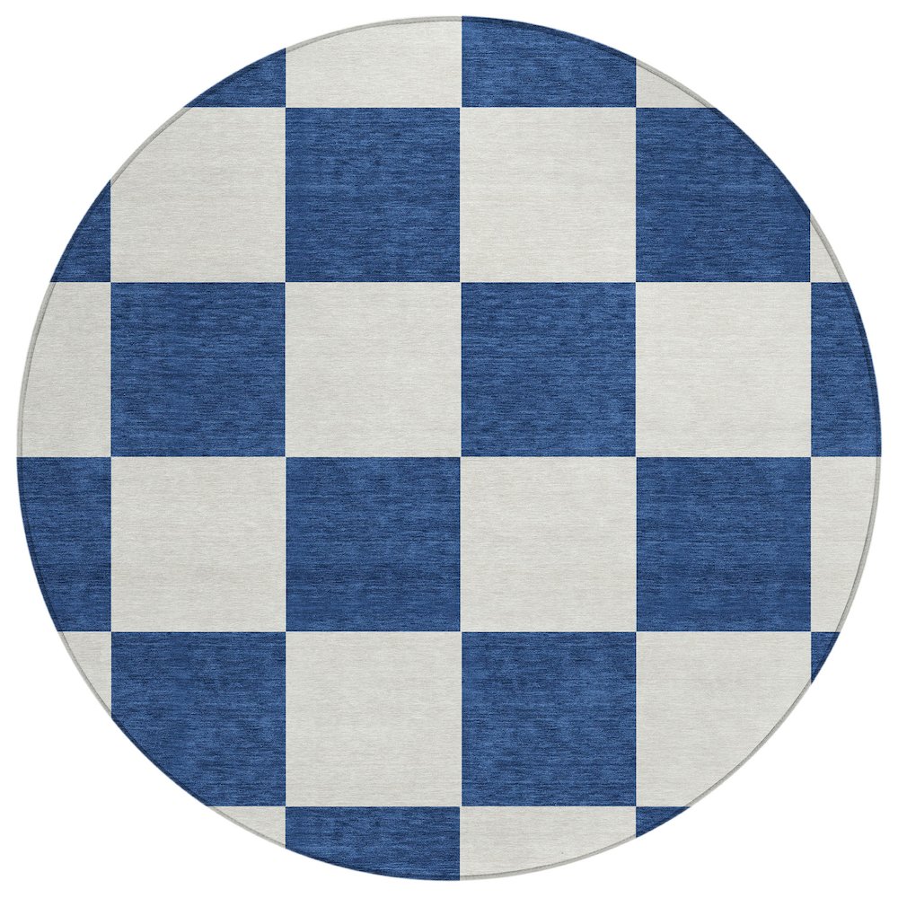 Machine Washable Indoor/Outdoor Chantille ACN2345 Blue 8' x 8' Round Rug. Picture 1