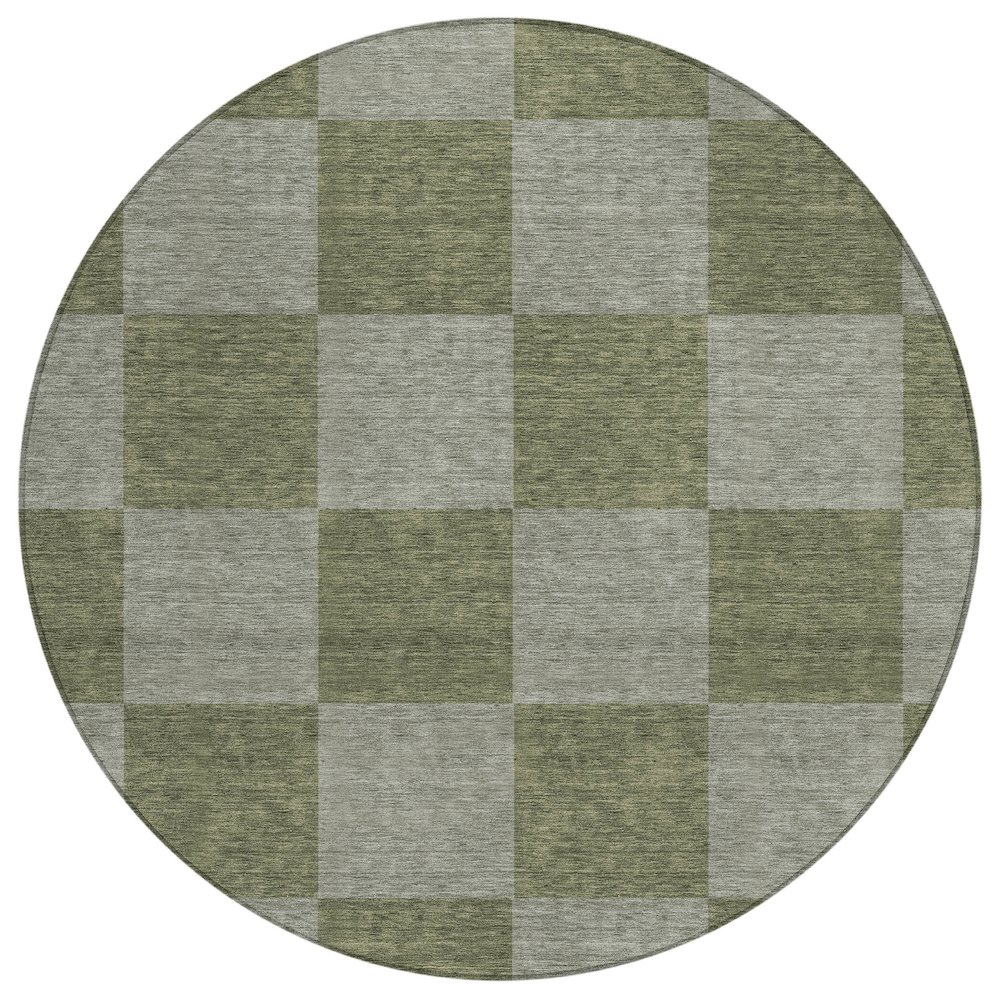 Machine Washable Indoor/Outdoor Chantille ACN2345 Green 8' x 8' Round Rug. Picture 1