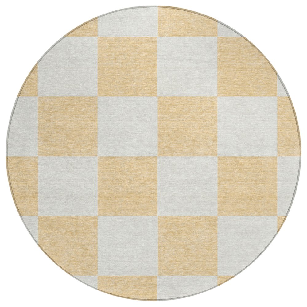 Machine Washable Indoor/Outdoor Chantille ACN2345 Orange 8' x 8' Round Rug. Picture 1
