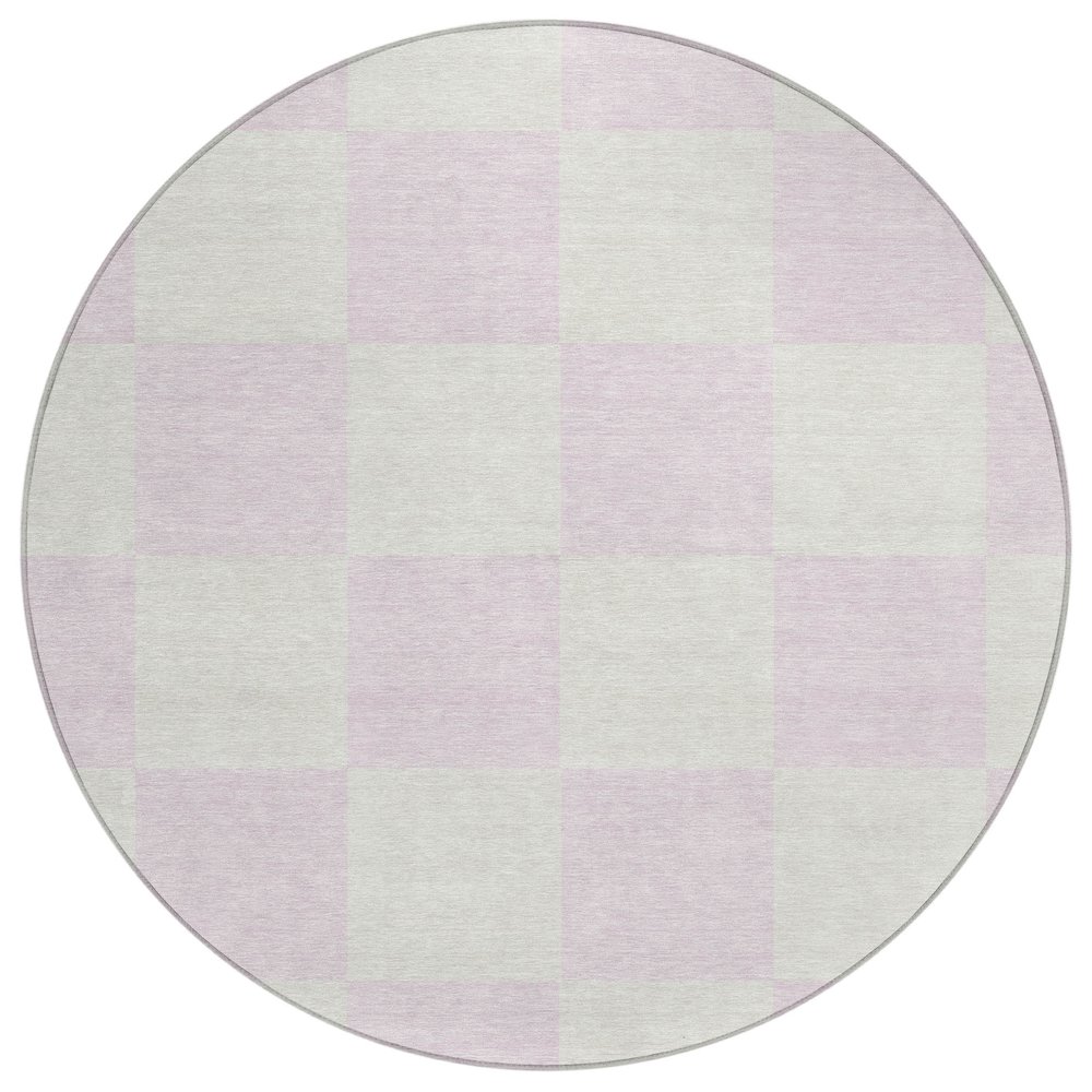 Machine Washable Indoor/Outdoor Chantille ACN2345 Pink 8' x 8' Round Rug. Picture 1
