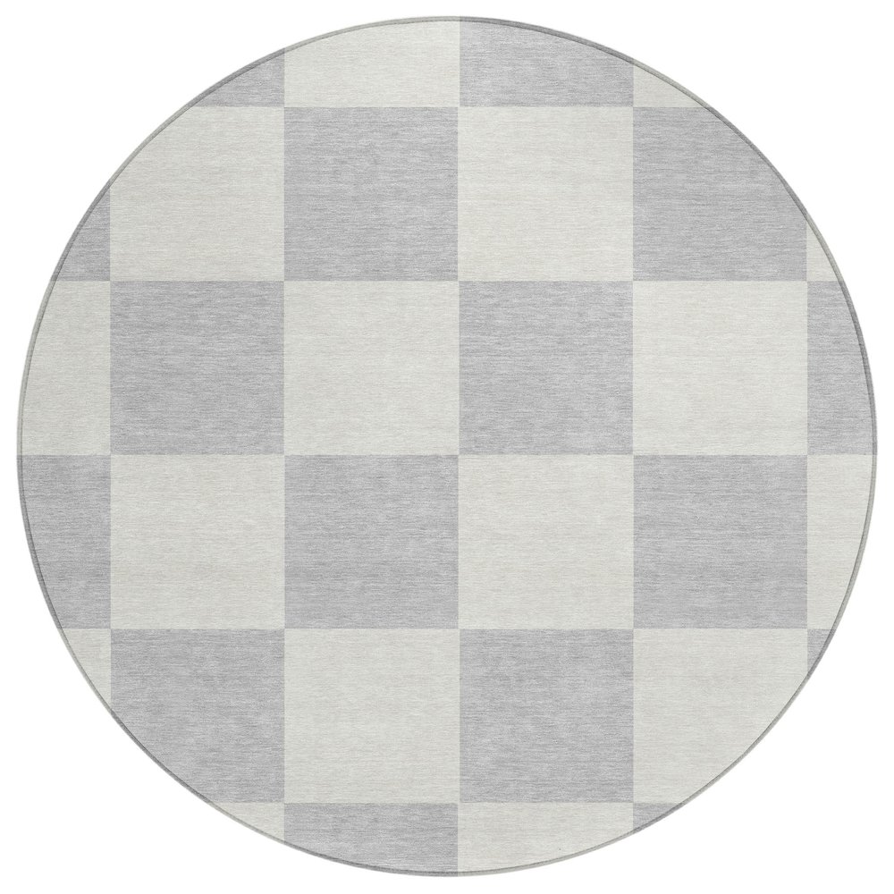 Machine Washable Indoor/Outdoor Chantille ACN2345 Gray 8' x 8' Round Rug. Picture 1