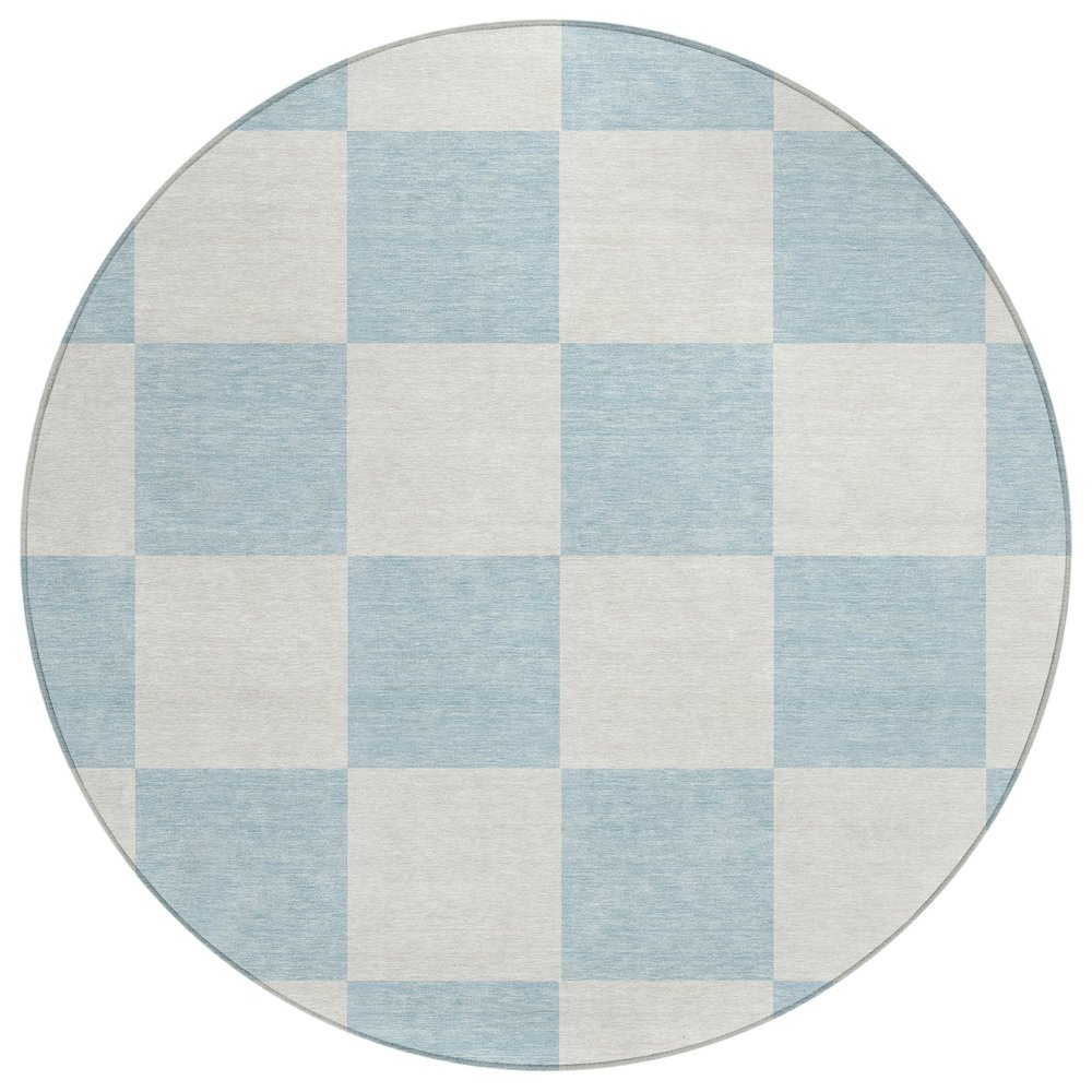 Machine Washable Indoor/Outdoor Chantille ACN2345 Blue 8' x 8' Round Rug. Picture 1