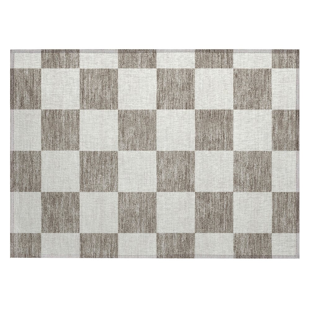Machine Washable Indoor/Outdoor Chantille ACN2345 Brown 1'8" x 2'6" Rug. Picture 1