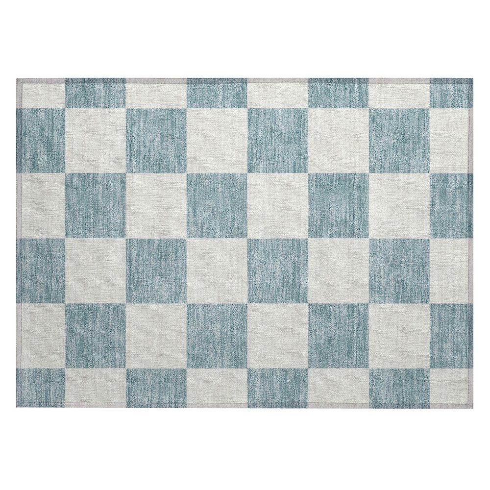Machine Washable Indoor/Outdoor Chantille ACN2345 Teal 1'8" x 2'6" Rug. Picture 1