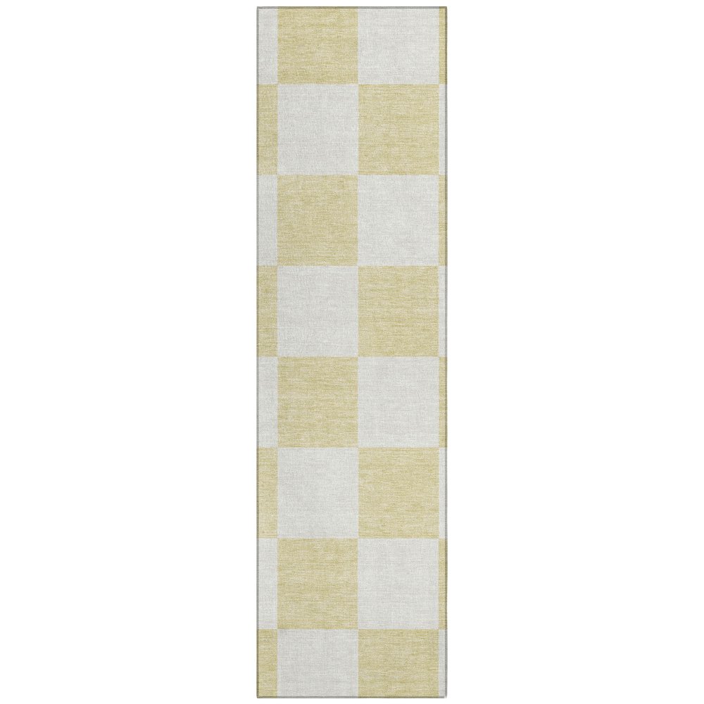 Machine Washable Indoor/Outdoor Chantille ACN2345 Gold 2'3" x 7'6" Runner Rug. Picture 1
