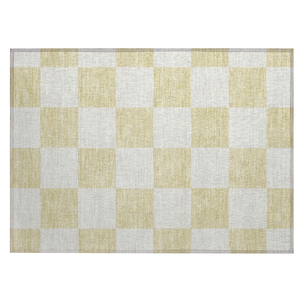 Machine Washable Indoor/Outdoor Chantille ACN2345 Gold 1'8" x 2'6" Rug. Picture 1