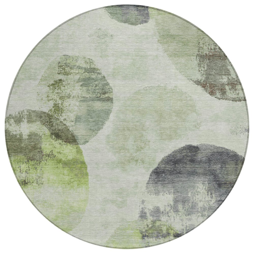 Machine Washable Indoor/Outdoor Chantille ACN2346 Green 8' x 8' Round Rug. Picture 1