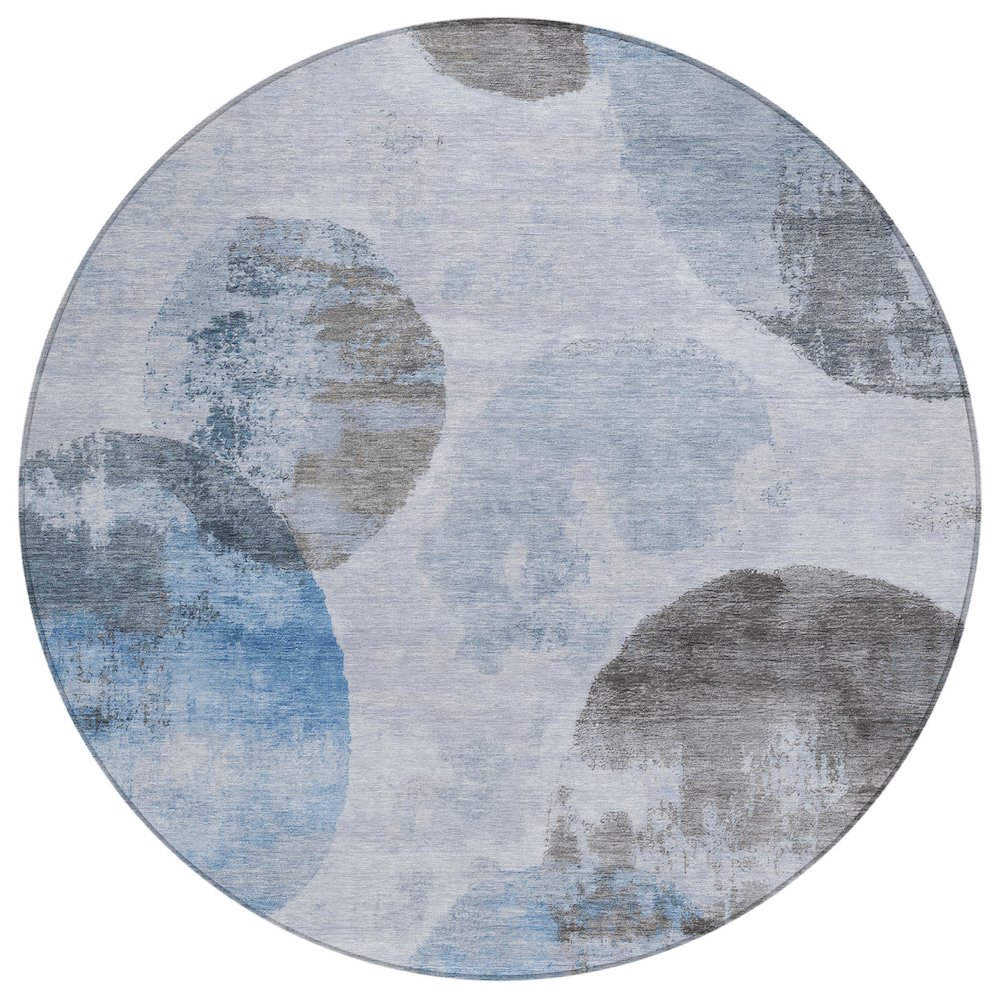 Machine Washable Indoor/Outdoor Chantille ACN2346 Blue 8' x 8' Round Rug. Picture 1