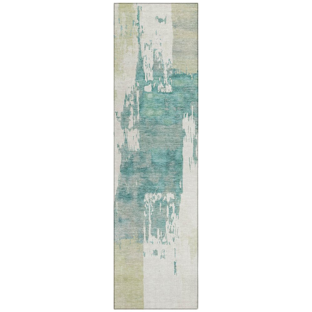 Machine Washable Indoor/Outdoor Chantille ACN2347 Green 2'3" x 7'6" Runner Rug. Picture 1