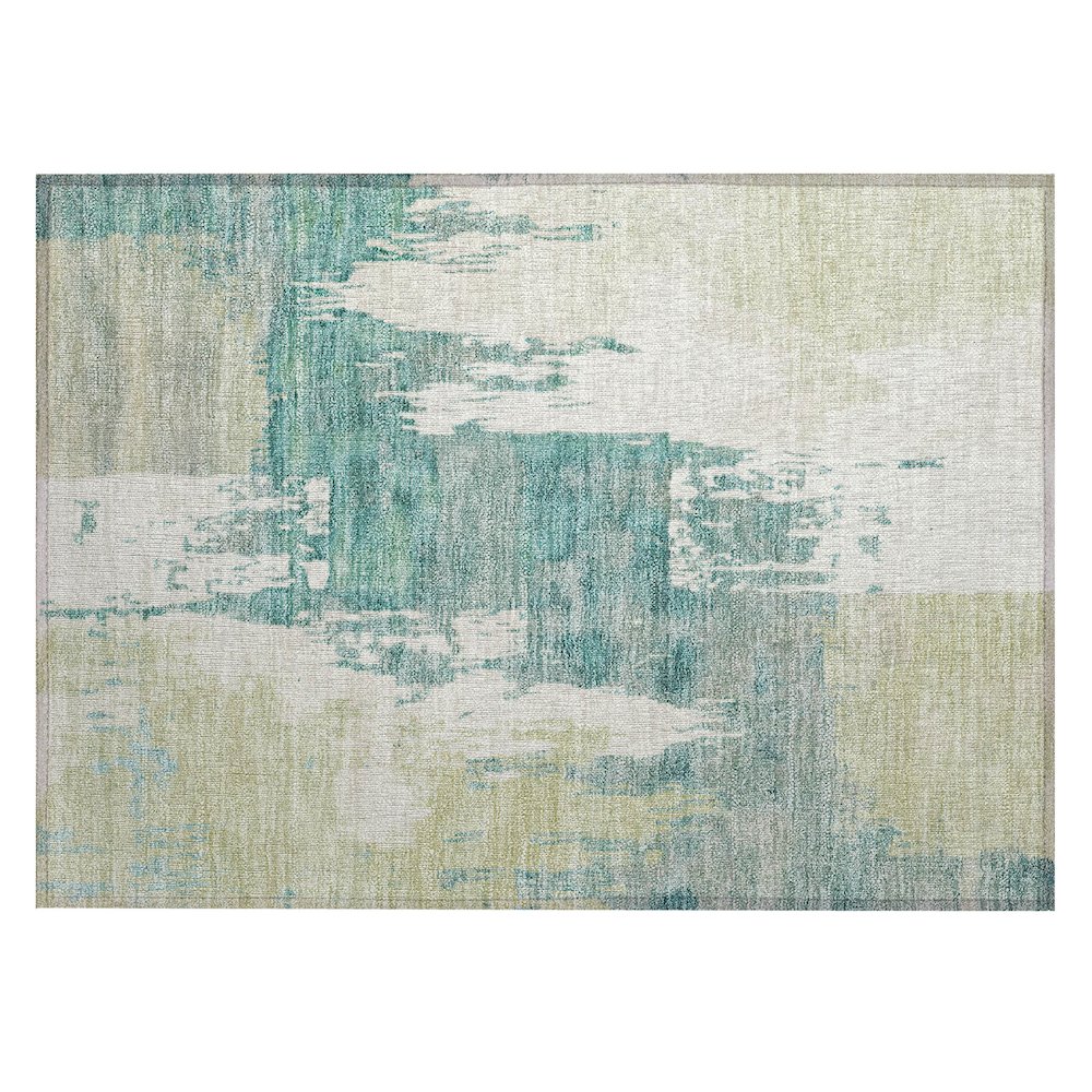Machine Washable Indoor/Outdoor Chantille ACN2347 Green 1'8" x 2'6" Rug. Picture 1