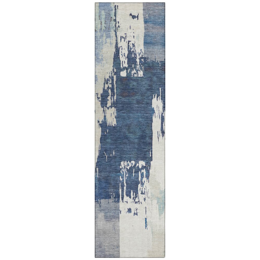 Machine Washable Indoor/Outdoor Chantille ACN2347 Blue 2'3" x 7'6" Runner Rug. Picture 1