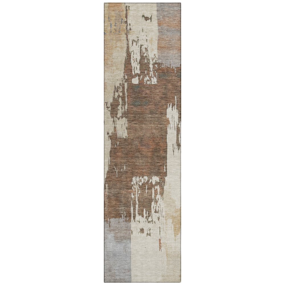 Machine Washable Indoor/Outdoor Chantille ACN2347 Orange 2'3" x 7'6" Runner Rug. Picture 1