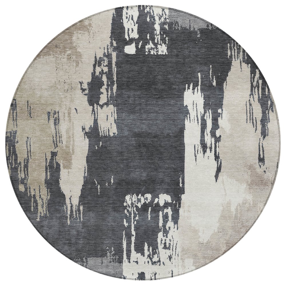 Machine Washable Indoor/Outdoor Chantille ACN2347 Gray 8' x 8' Round Rug. Picture 1