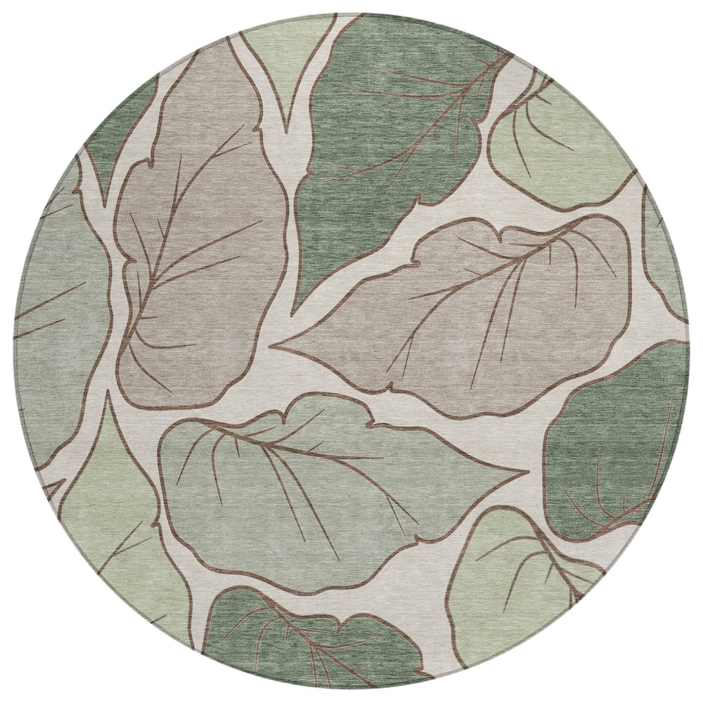 Machine Washable Indoor/Outdoor Chantille ACN2348 Green 8' x 8' Round Rug. Picture 1