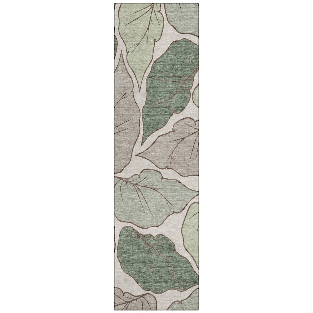 Machine Washable Indoor/Outdoor Chantille ACN2348 Green 2'3" x 7'6" Runner Rug. Picture 1
