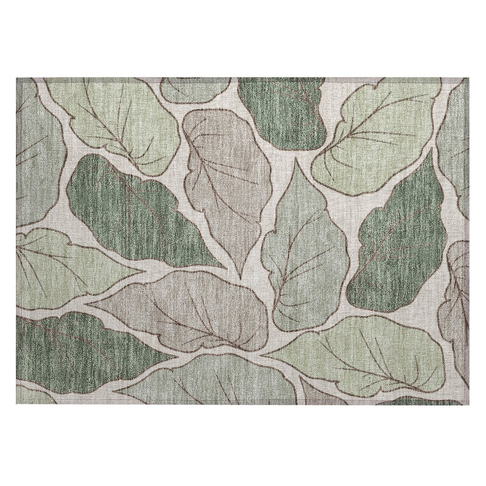 Machine Washable Indoor/Outdoor Chantille ACN2348 Green 1'8" x 2'6" Rug. Picture 1