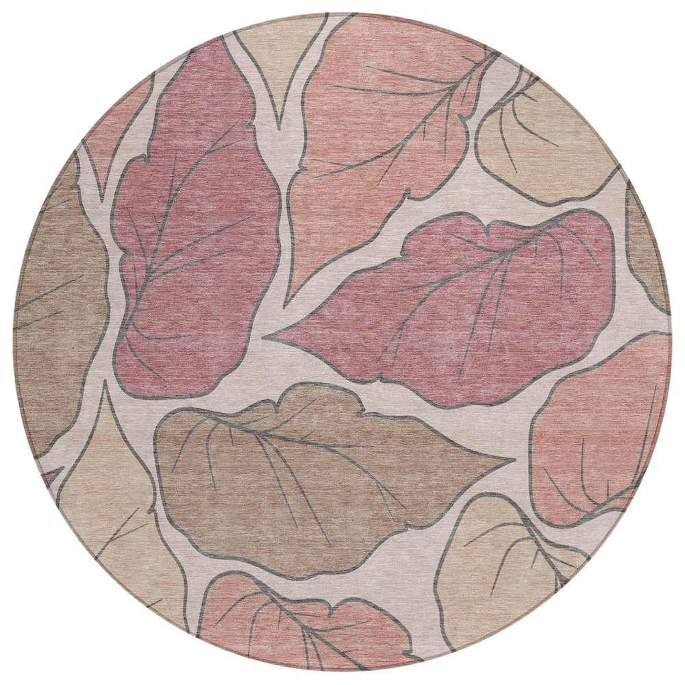 Machine Washable Indoor/Outdoor Chantille ACN2348 Pink 8' x 8' Round Rug. Picture 1