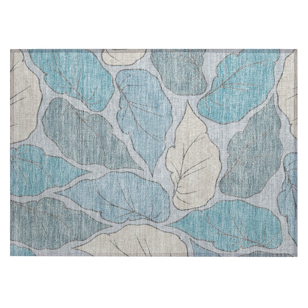 Machine Washable Indoor/Outdoor Chantille ACN2348 Teal 1'8" x 2'6" Rug. Picture 1