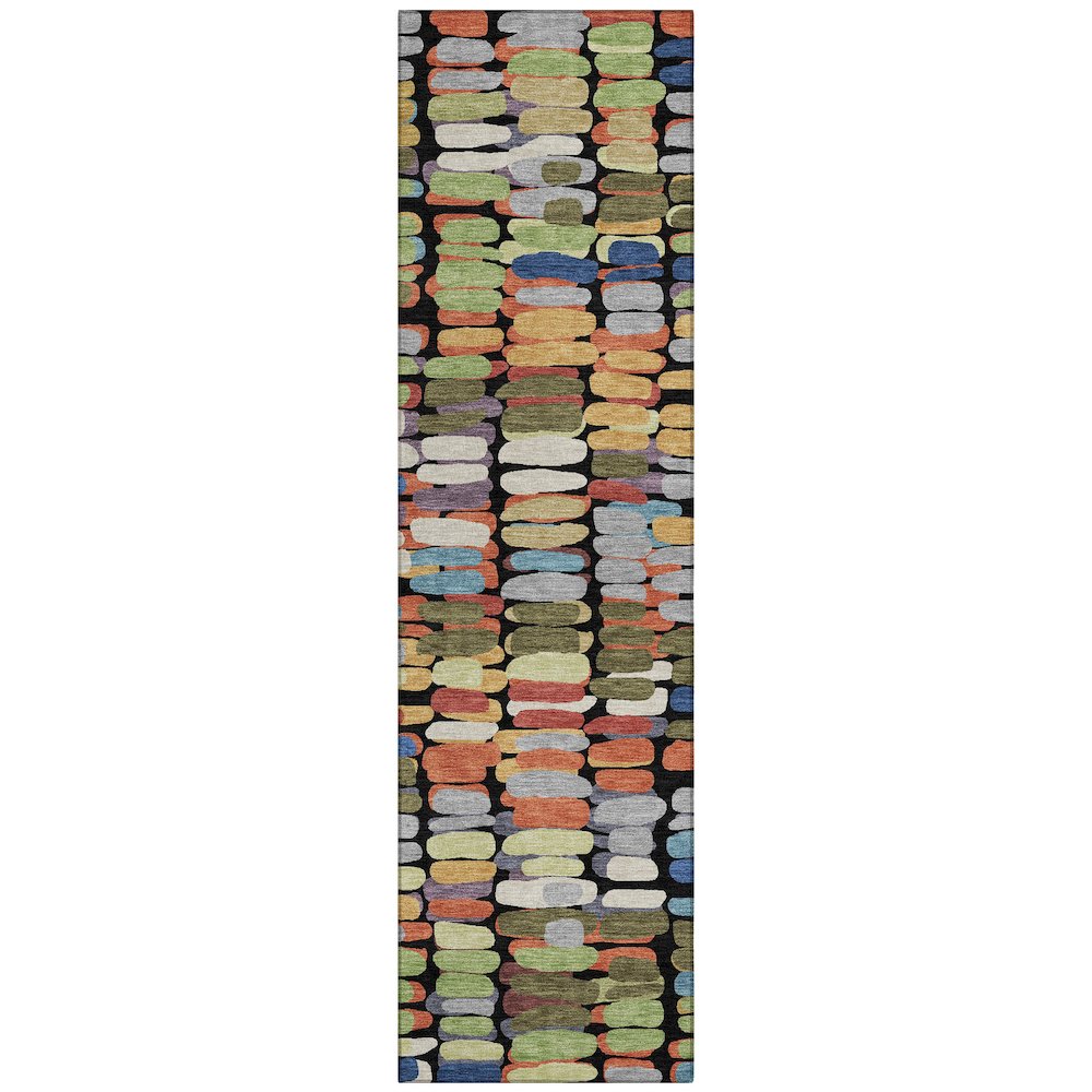 Machine Washable Indoor/Outdoor Chantille ACN2349 Black 2'3" x 7'6" Runner Rug. Picture 1