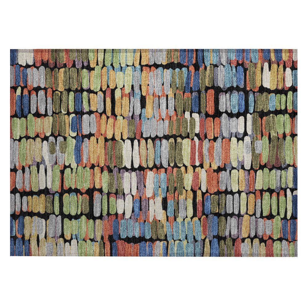 Machine Washable Indoor/Outdoor Chantille ACN2349 Black 1'8" x 2'6" Rug. Picture 1