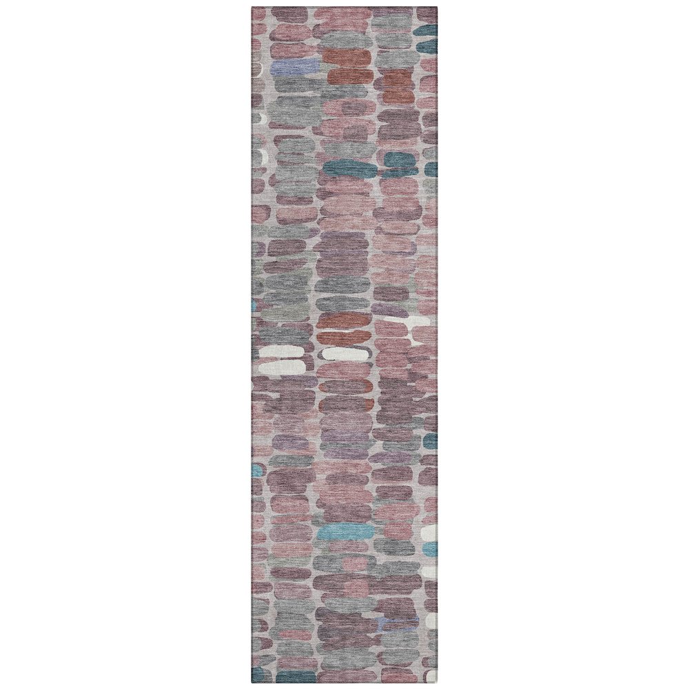 Machine Washable Indoor/Outdoor Chantille ACN2349 Pink 2'3" x 7'6" Runner Rug. Picture 1