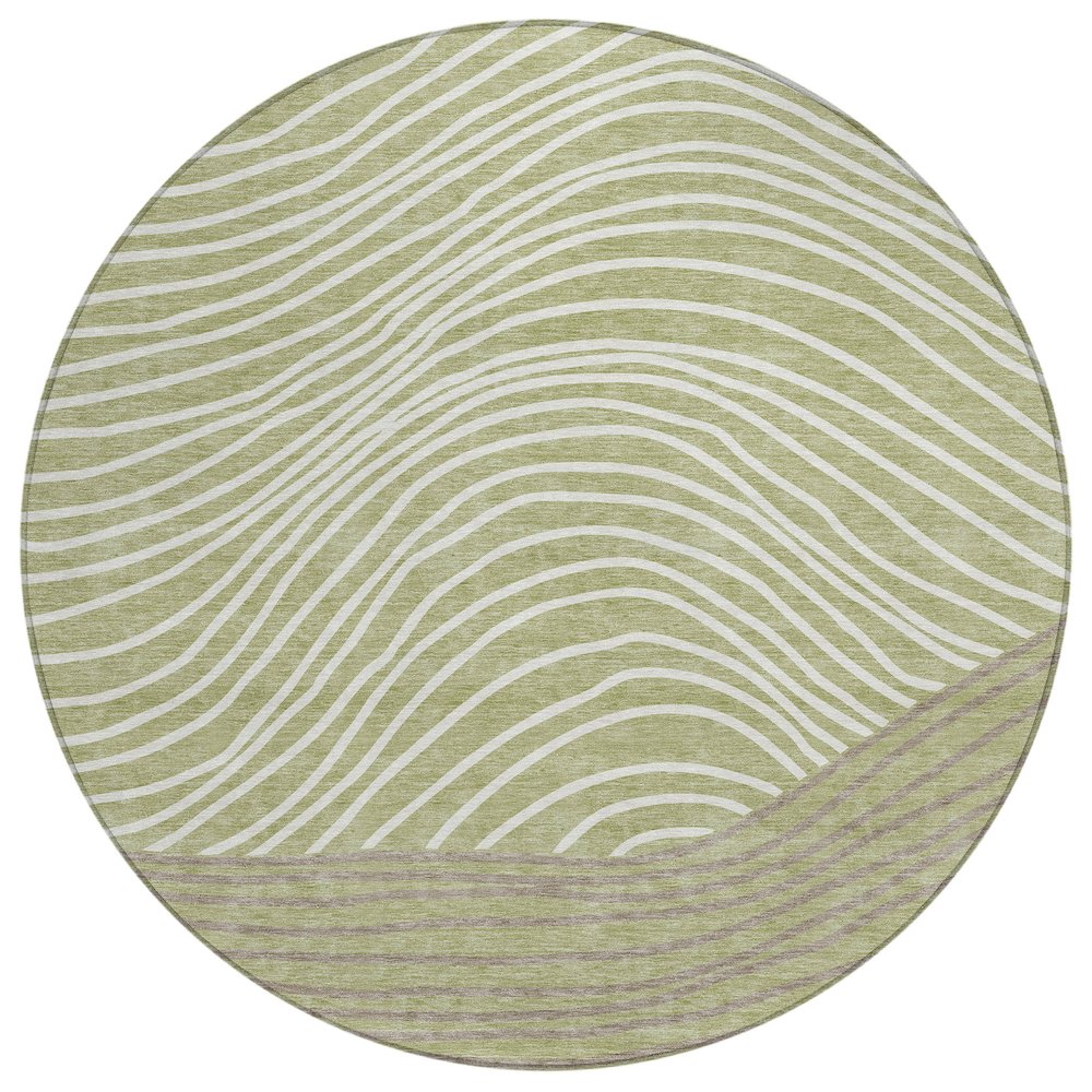 Machine Washable Indoor/Outdoor Chantille ACN2350 Green 8' x 8' Round Rug. Picture 1