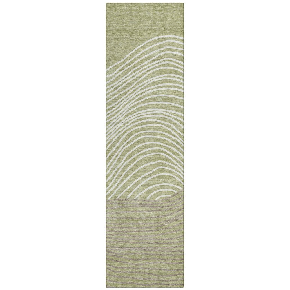 Machine Washable Indoor/Outdoor Chantille ACN2350 Green 2'3" x 7'6" Runner Rug. Picture 1