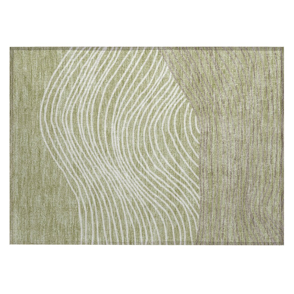 Machine Washable Indoor/Outdoor Chantille ACN2350 Green 1'8" x 2'6" Rug. Picture 1